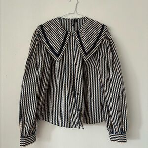 Gingham Navy and Peach Women's blouse